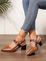 Women’s Closed-Toe Slingback Block Heel Shoes