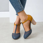 Women’s Closed-Toe T-Strap Block Heel Shoes