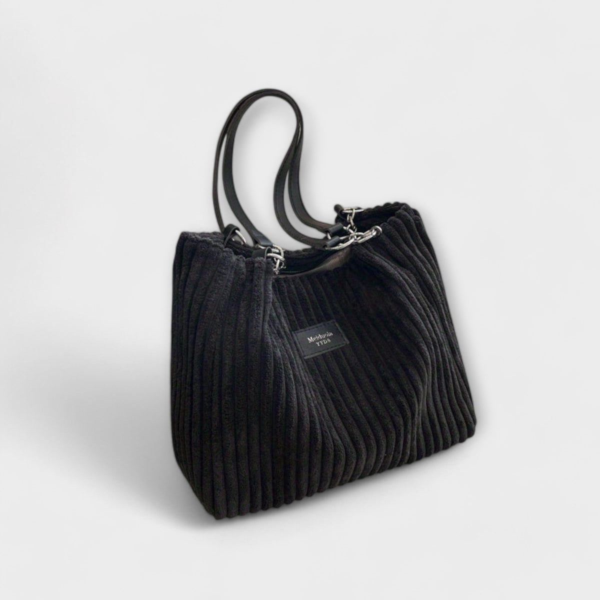 Women’s Corduroy Shoulder Bag with Ribbed Design