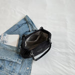 Women’s Corduroy Shoulder Bag with Ribbed Design