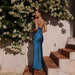 Women’s Cowl Neck Maxi Wedding Guest Dress