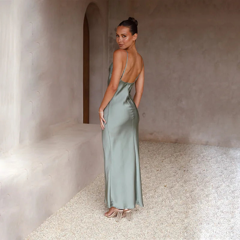 Women’s Cowl Neck Maxi Wedding Guest Dress