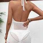 Women’s Crochet Halter Cut-Out Mini Swim Cover Up
