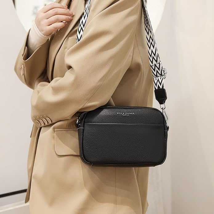 Women’s Crossbody Bag with Patterned Strap