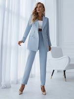 Women’s Double Breasted Notch Lapel Two Piece Suit Set