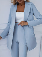 Women’s Double Breasted Notch Lapel Two Piece Suit Set