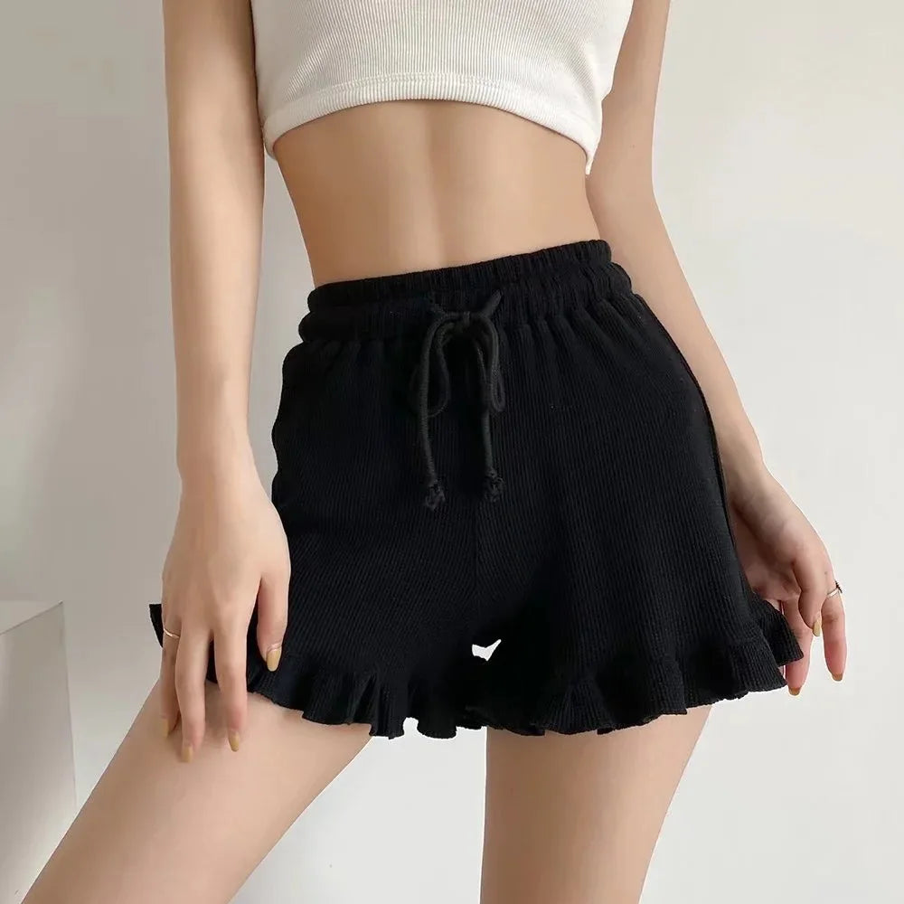 Women’s Elastic Waist Ruffle Shorts
