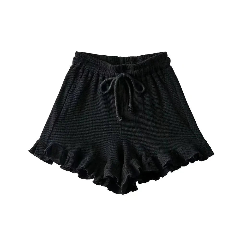 Women’s Elastic Waist Ruffle Shorts