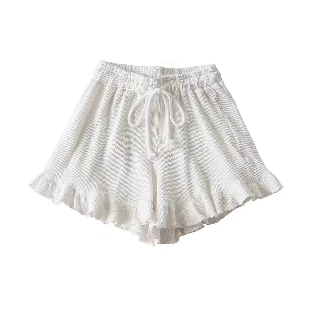 Women’s Elastic Waist Ruffle Shorts