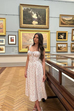 Women’s Floral Bustier Midi Wedding Guest Dress