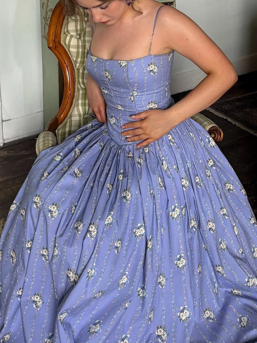 Women’s Floral Corset Midi Prom Dress