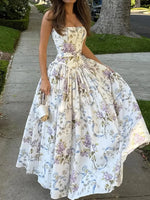 Women’s Floral Corset Midi Prom Dress