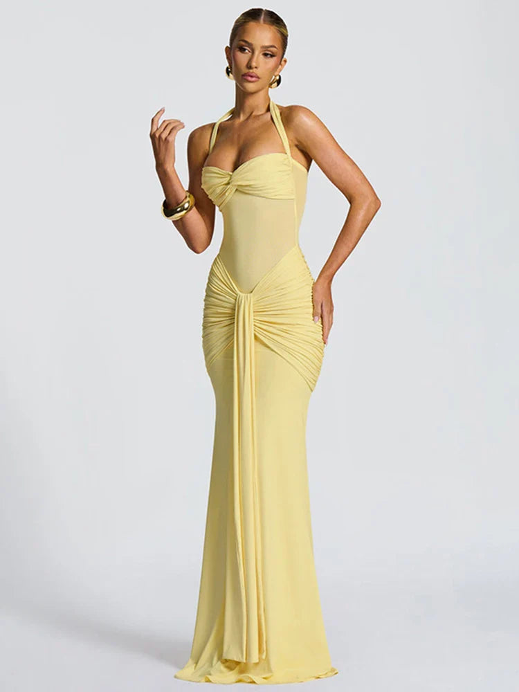 Women’s Halter Maxi Wedding Guest Dress