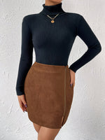 Women’s High Waisted Side Zip Mini Skirt