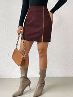 Women’s High Waisted Side Zip Mini Skirt