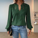Women’s Long Sleeve Lace V-Neck Blouse