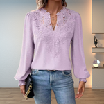 Women’s Long Sleeve Lace V-Neck Blouse