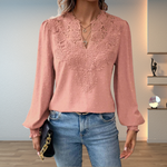 Women’s Long Sleeve Lace V-Neck Blouse