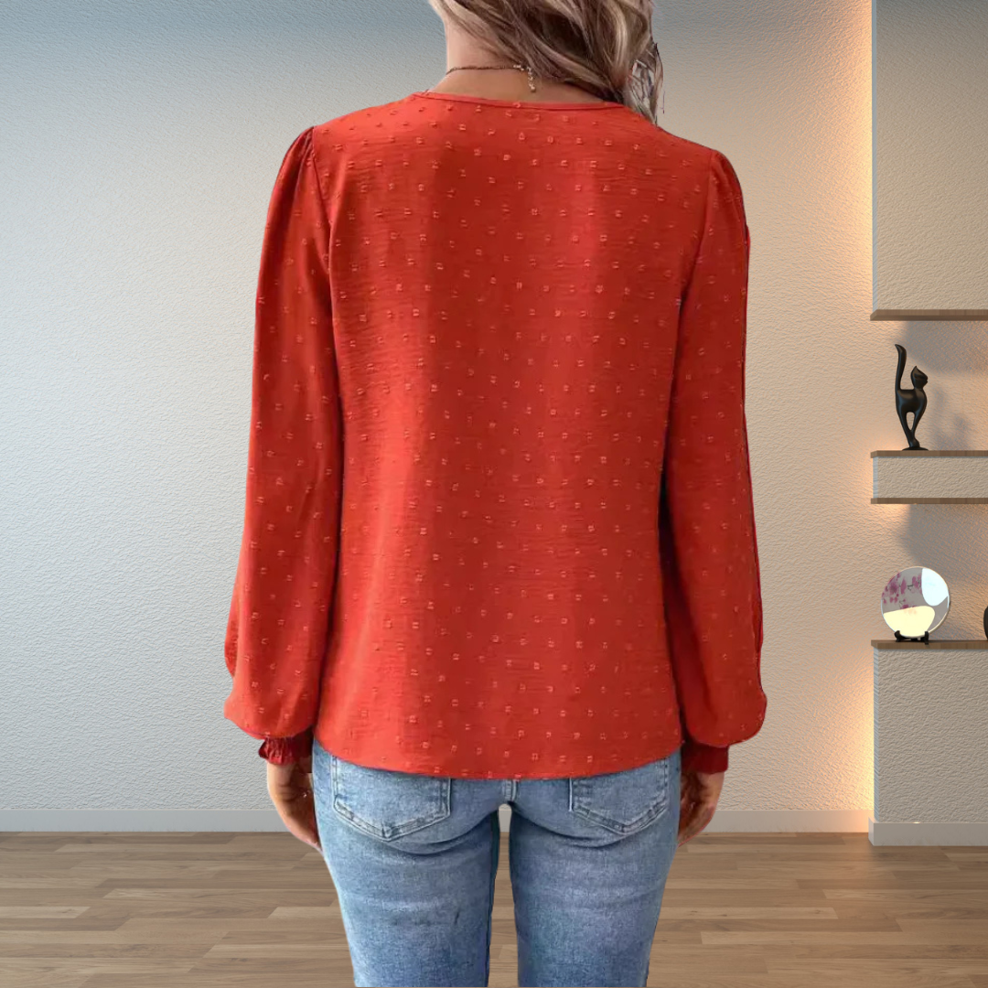 Women’s Long Sleeve Lace V-Neck Blouse