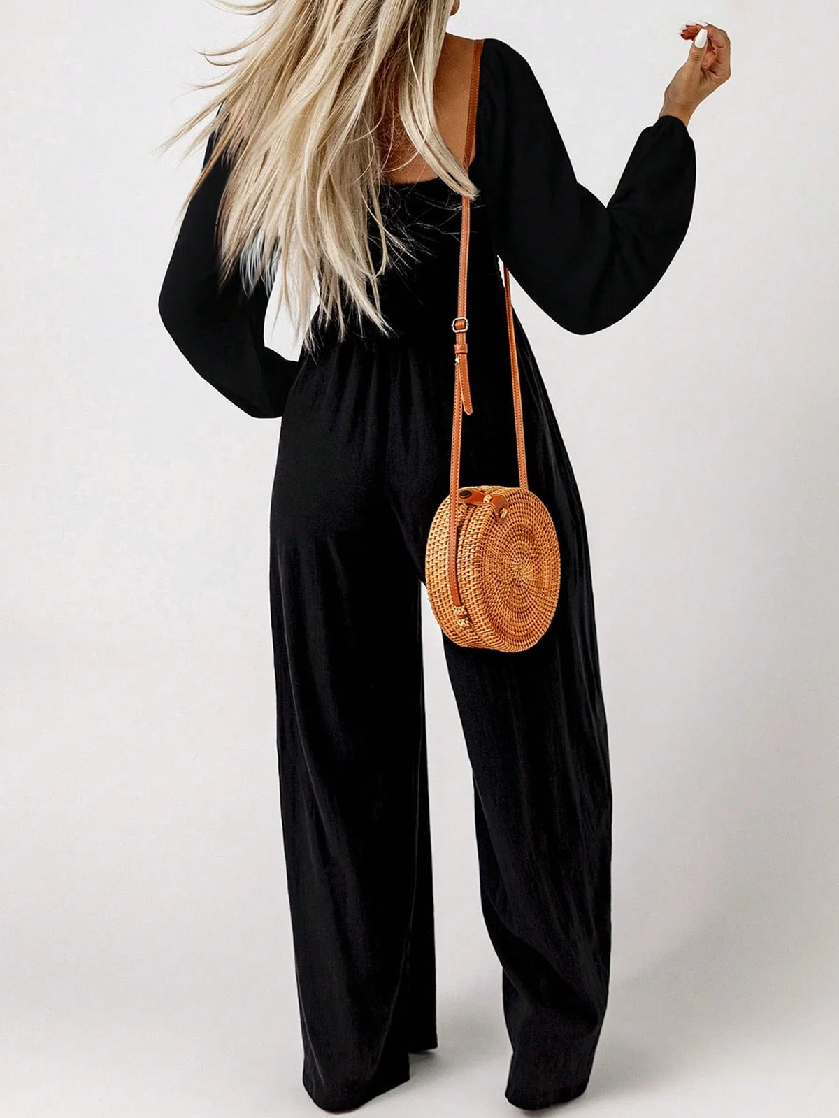 Women’s Long Sleeve Smocked Jumpsuit