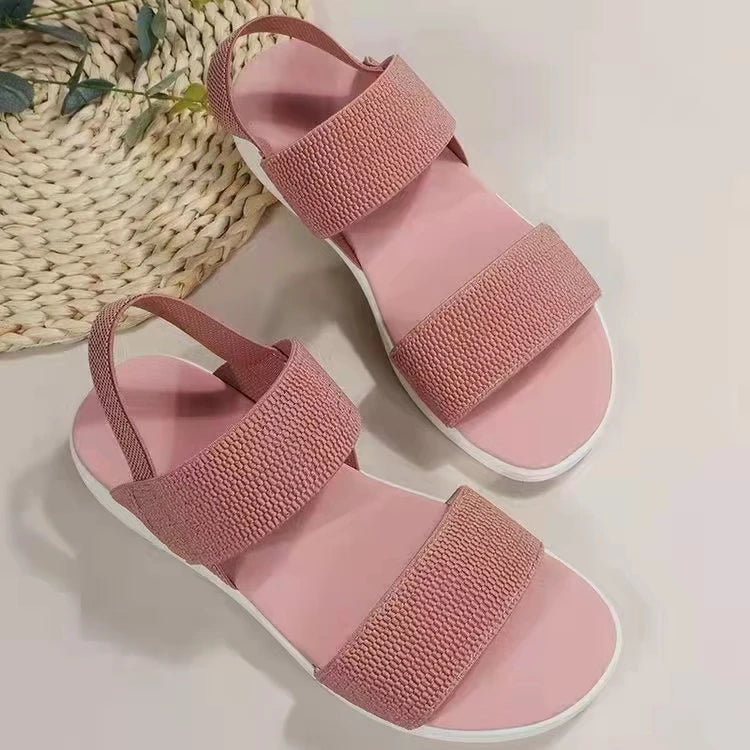 Women’s Open-Toe Elastic Strap Flat Sandals