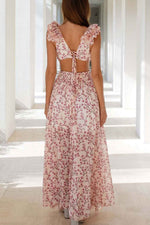 Women’s Ruffle Sleeve Floral Maxi Wedding Guest Dress