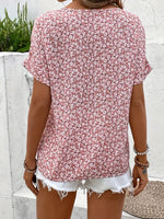 Women’s Short Sleeve Floral Button Front Blouse