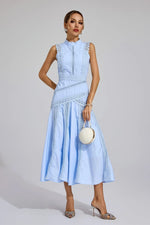 Women’s Sleeveless Lace Panel Midi Dress