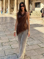 Women’s Sleeveless Lace Trim Halter Top