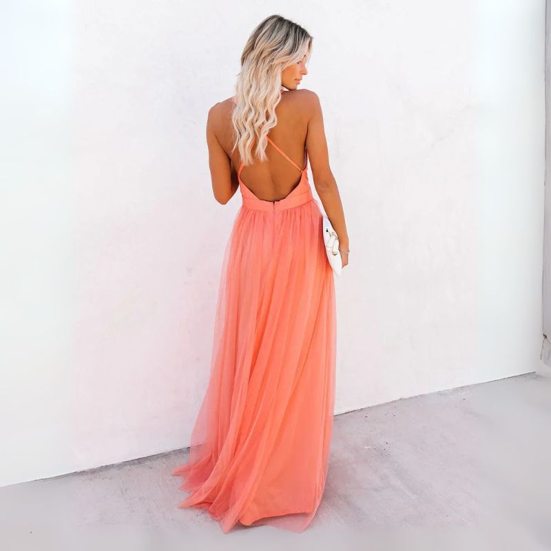 Women’s Sleeveless V-Neck Maxi Wedding Guest Dress