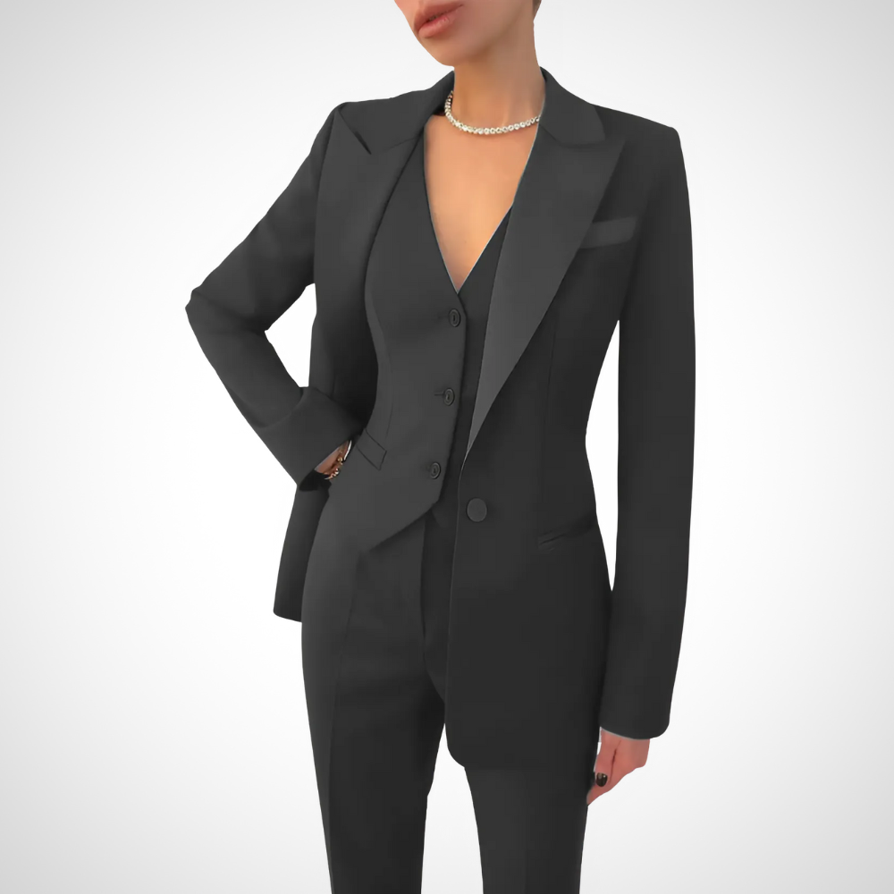 Women’s Three Piece Blazer Vest and Trouser Suit Set