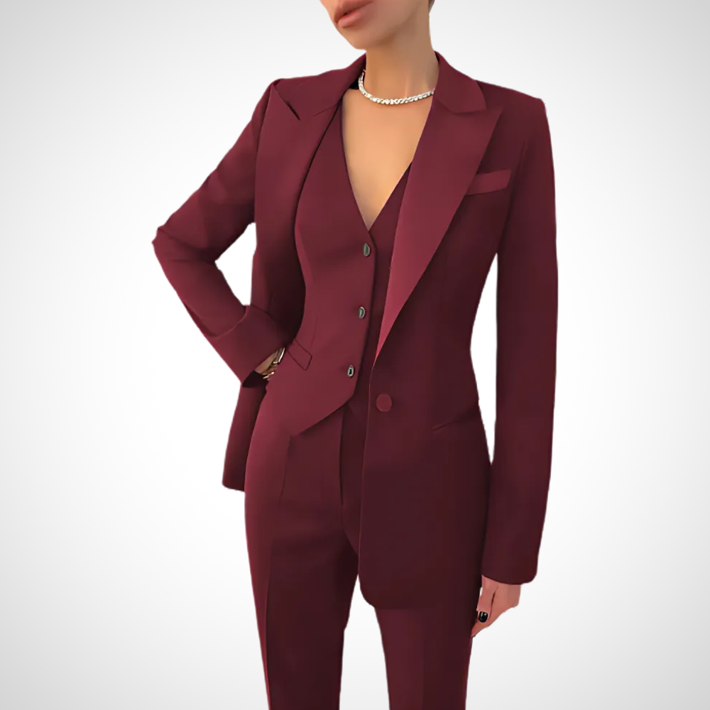 Women’s Three Piece Blazer Vest and Trouser Suit Set