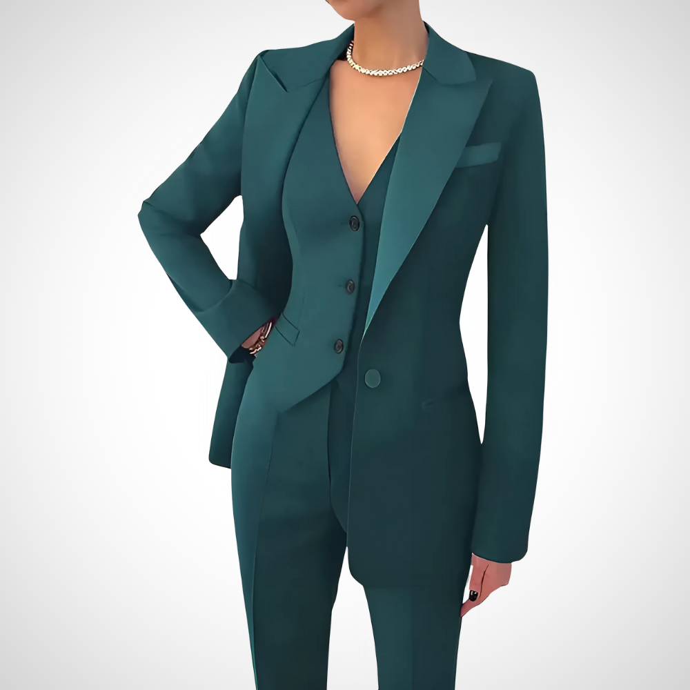Women’s Three Piece Blazer Vest and Trouser Suit Set