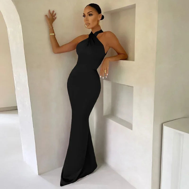Women’s Twist Neck Maxi Wedding Guest Dress