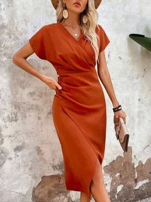 Women’s Wrap Midi Cocktail Dress