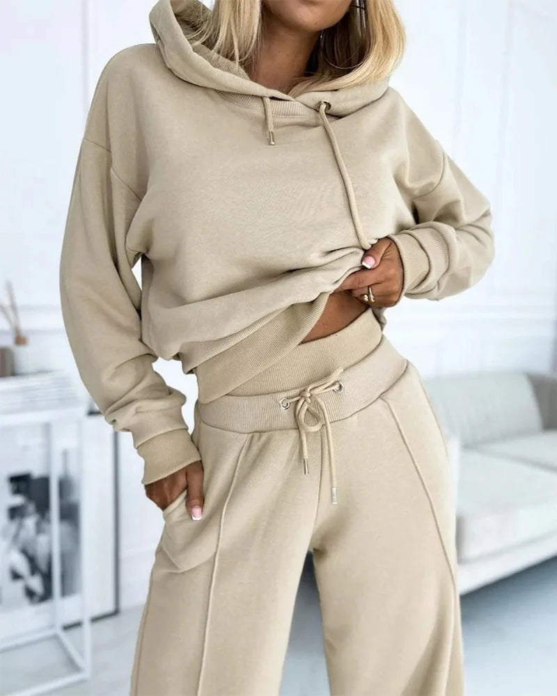 Women’s 2 Piece Cropped Hoodie Tracksuit Set