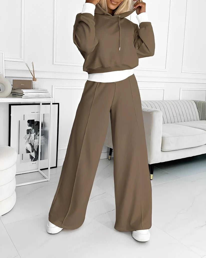 Women’s 2 Piece Cropped Hoodie Tracksuit Set