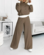 Women’s 2 Piece Cropped Hoodie Tracksuit Set