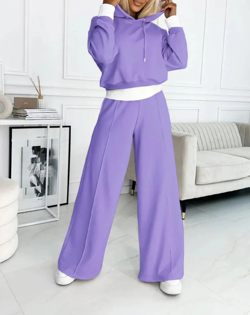 Women’s 2 Piece Cropped Hoodie Tracksuit Set