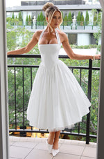 Women's A Line Sleeveless Halter Neck Midi Dress