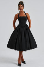 Women's A Line Sleeveless Halter Neck Midi Dress