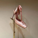 Women's Ankle-Tie Square-Toe Platform Stiletto High Heels