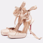 Women's Ankle-Tie Square-Toe Platform Stiletto High Heels