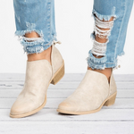 Women’s Back Zip Low Block Heel Ankle Boots