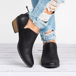 Women’s Back Zip Low Block Heel Ankle Boots
