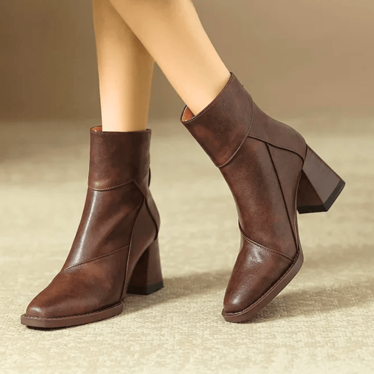 Women’s Back Zip Tassel Pull Block Heel Ankle Boots