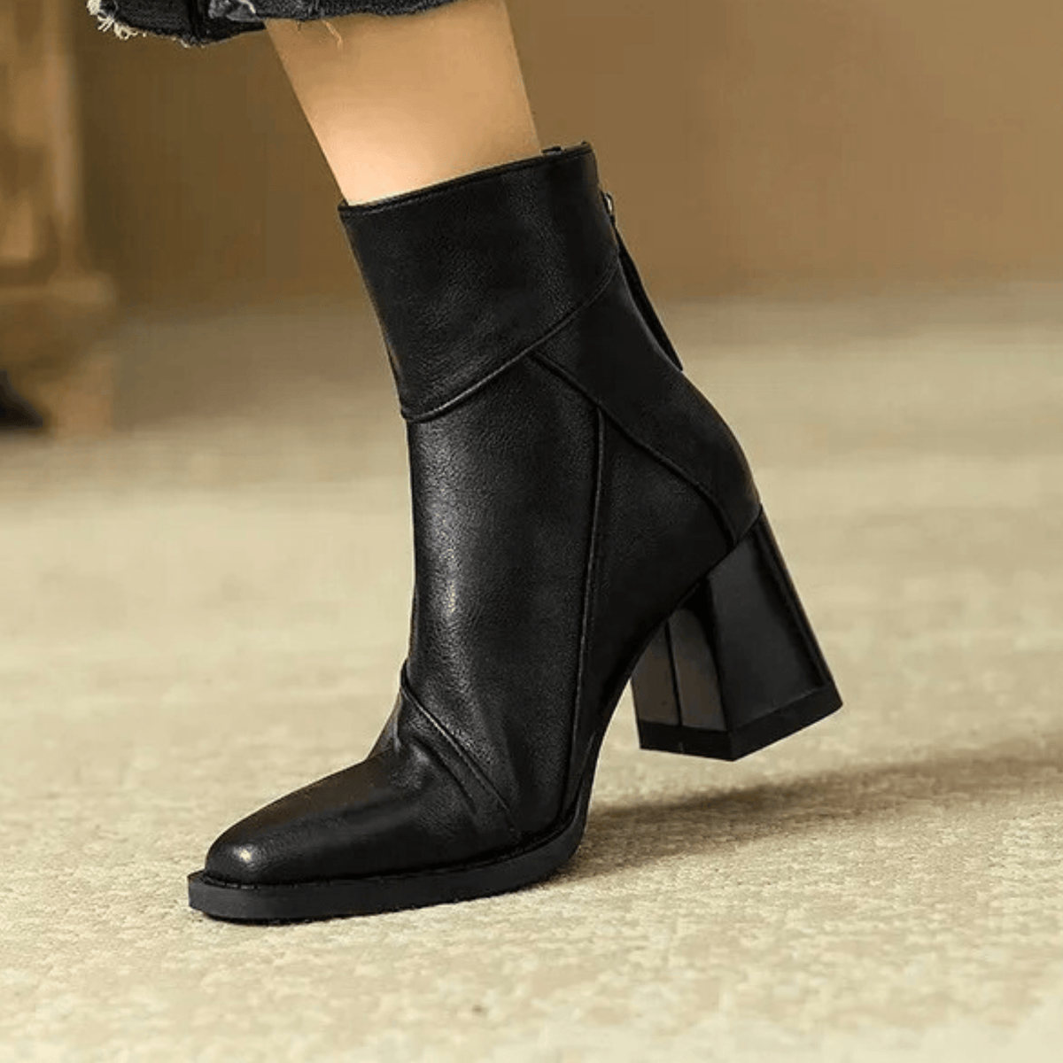 Women’s Back Zip Tassel Pull Block Heel Ankle Boots