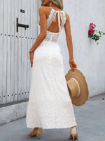 Women's Boho Lace Panel Open Back Sleeveless Maxi Sundress