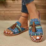 Women’s Boho Tassel Open Toe Slide Sandals