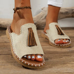 Women’s Boho Tassel Open Toe Slide Sandals